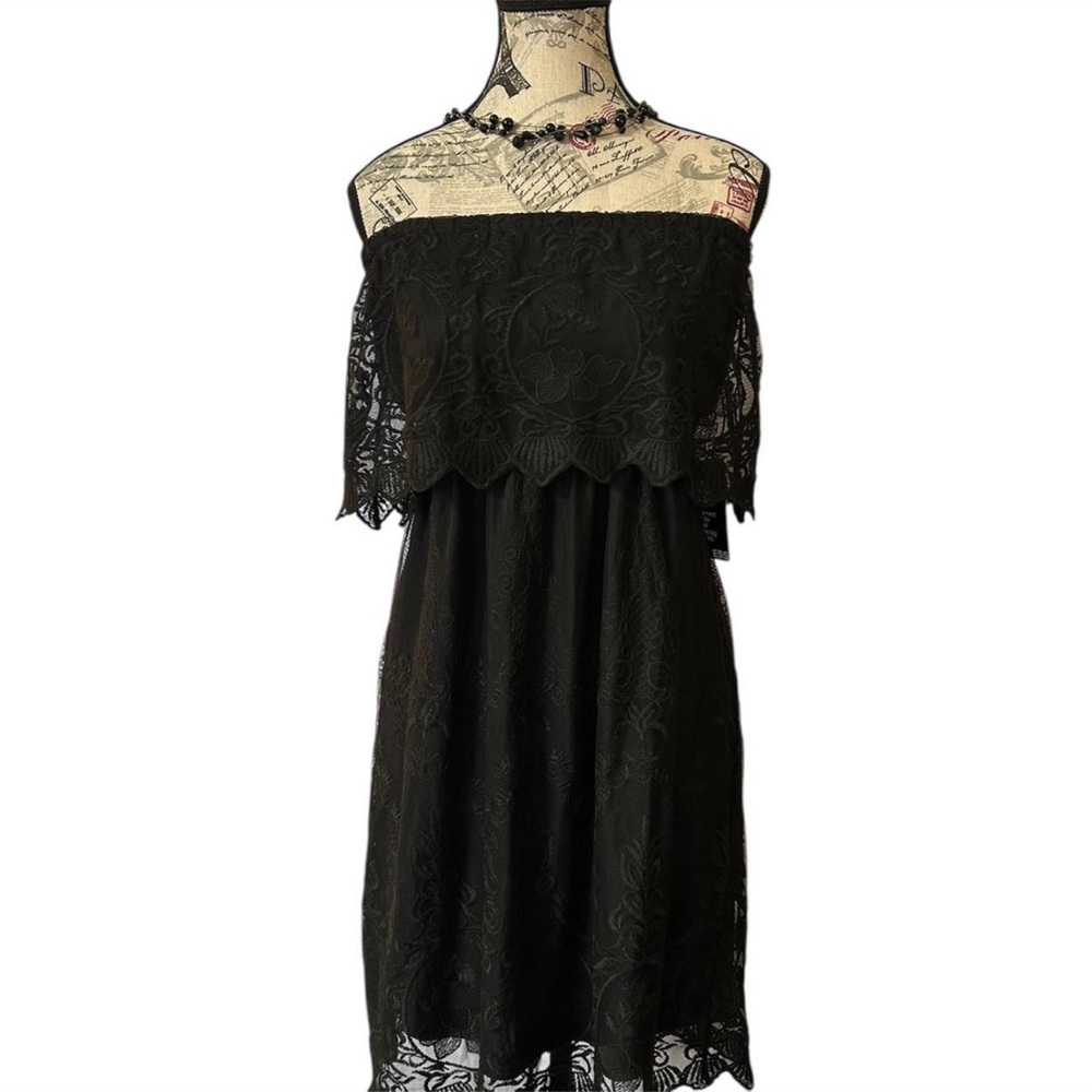 Express Black Strapless Lace Dress NWT SZ M Open Back